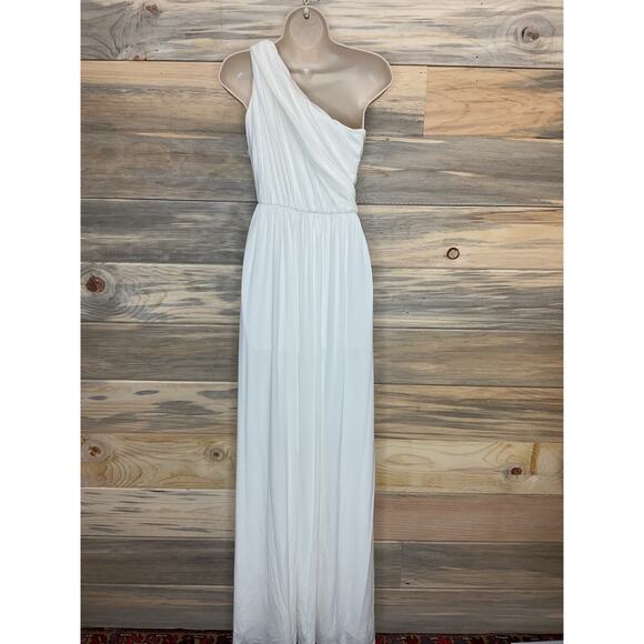 Halston NWT Michaela Jersey White Shirred Gown Women’s Sz 6 - Picture 3 of 6